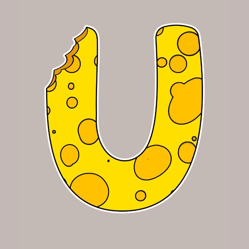 Lettre U - Lettre initiale U - Motif fromage