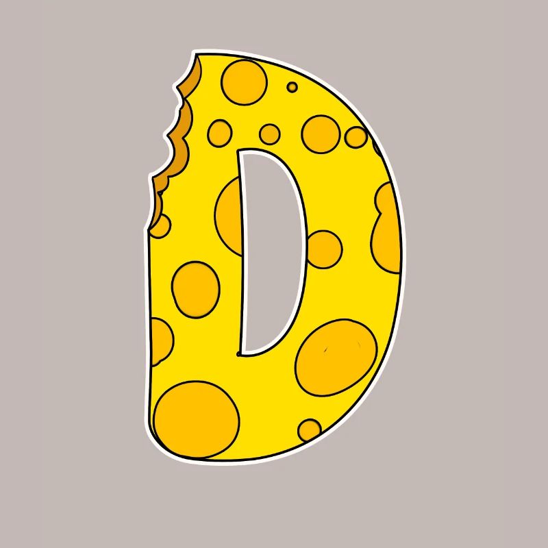 Buchstabe D - Anfangsbuchstabe D - Käse Motiv
