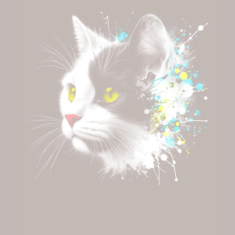 Cooler Katzenkopf mit bunten Farbspritzern