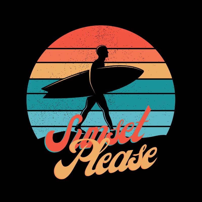 Sunset Surf Silhouette Rétro