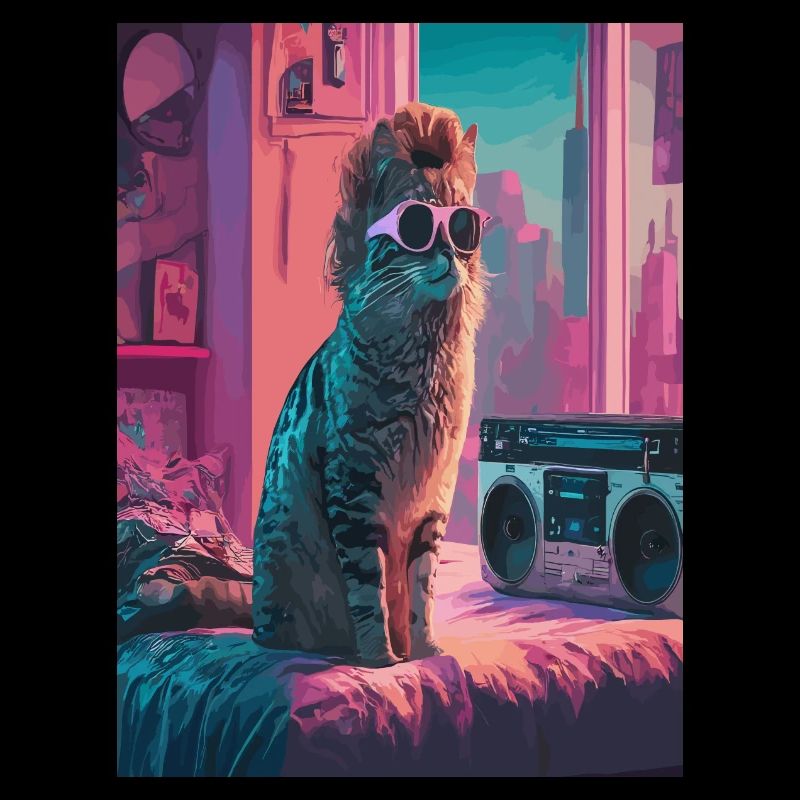 Chat urbain dans une ambiance rétro