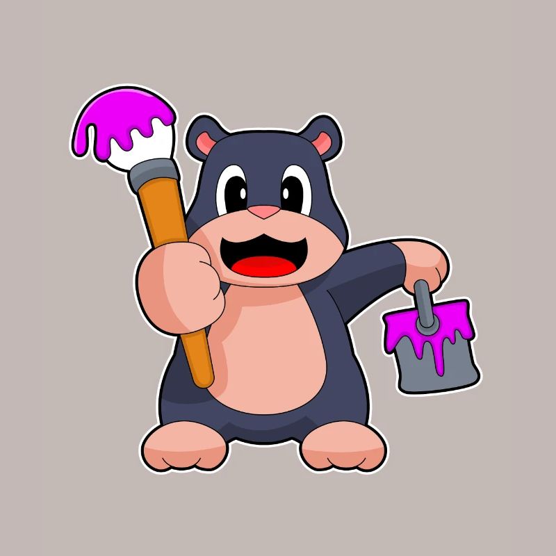 Mole, Painter, Brush, Paint