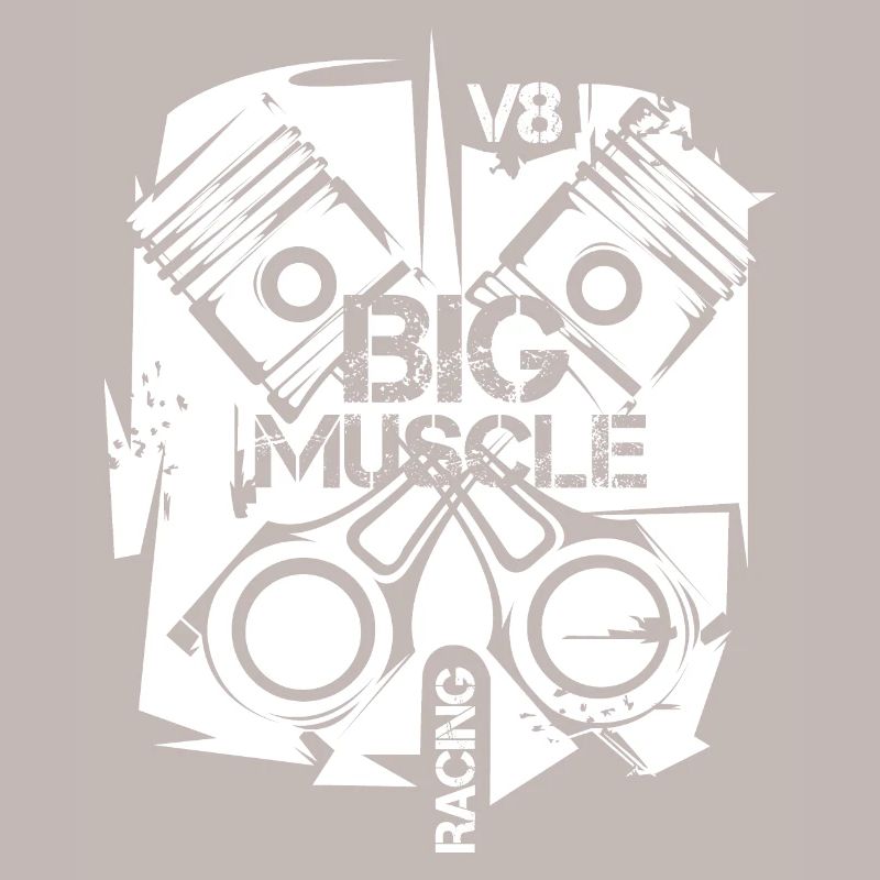 v8 musclecar piston engine car illustration logo