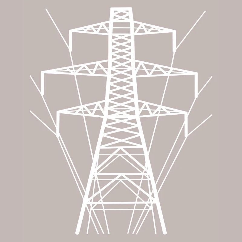 Weiße Strommast-Silhouette