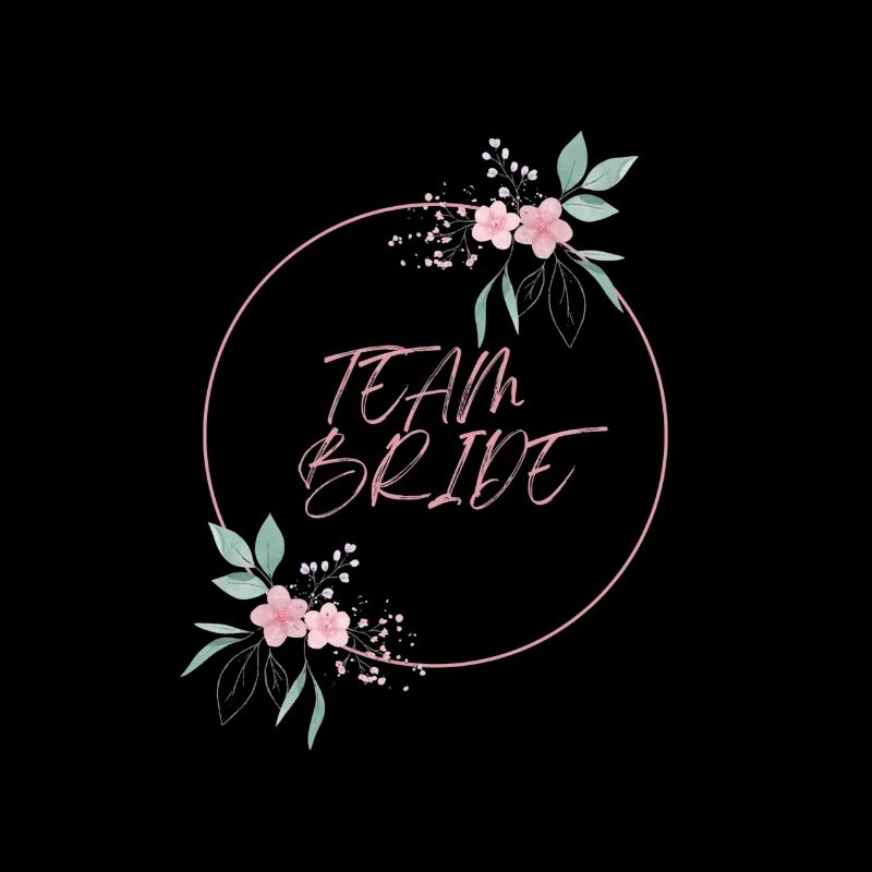 Team Bride Pink Circle Flowers Plain