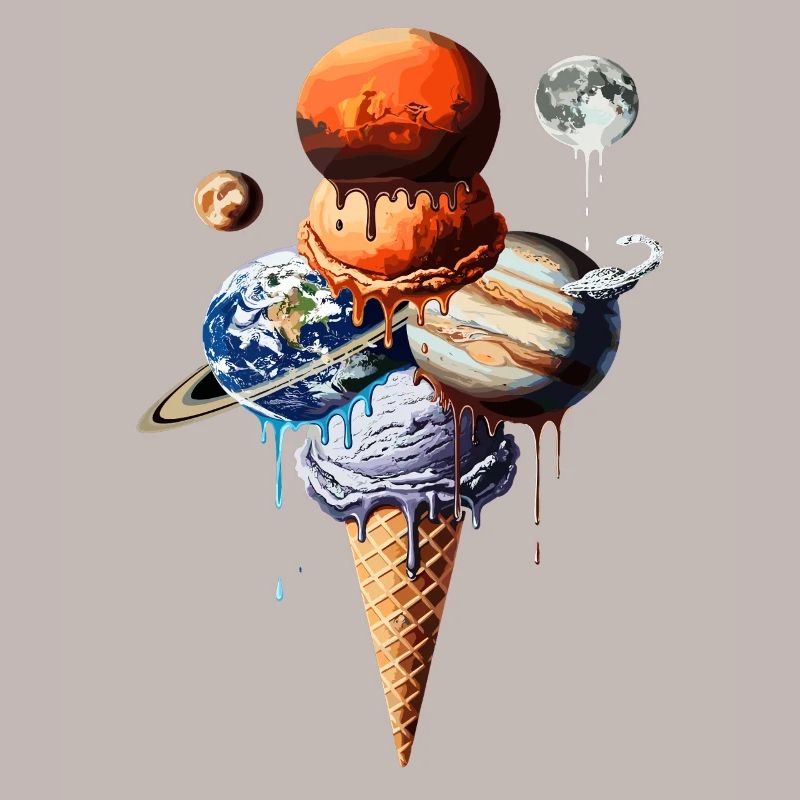 Planeten Eiscreme Waffel Kosmische Einskugel