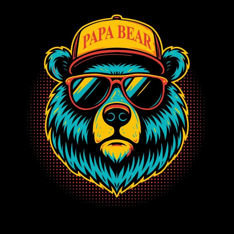 PAPA BEAR - Neon Bärenkopf Cap und Sonnenbrille