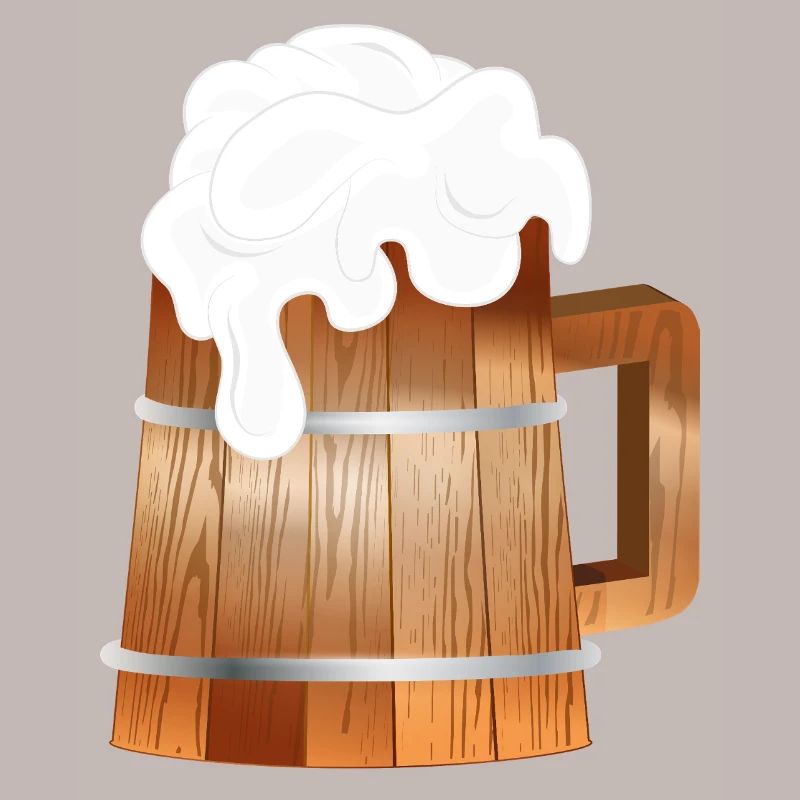 Chope à bière rustique aspect bois avec mousse