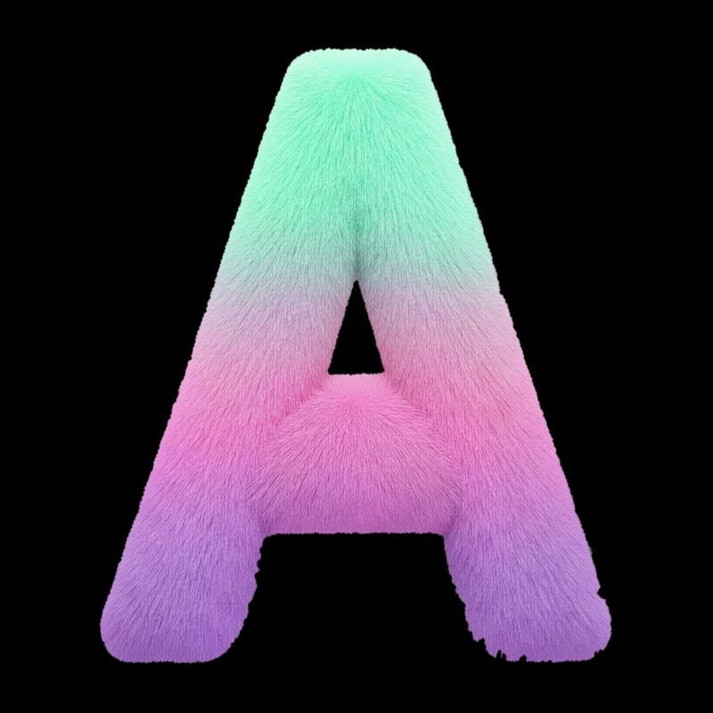 A letter with fur effect and pastel gradient