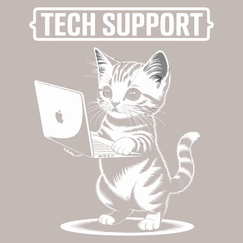 Funny Tech Support Cute Cat Ironic IT