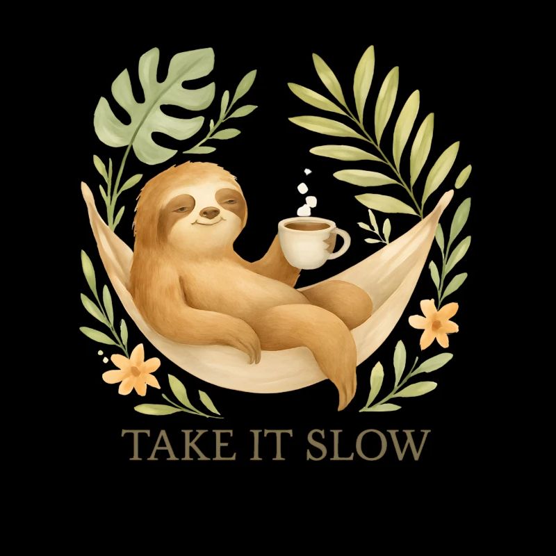  Take It Slow – Faultier im Boho-Stil