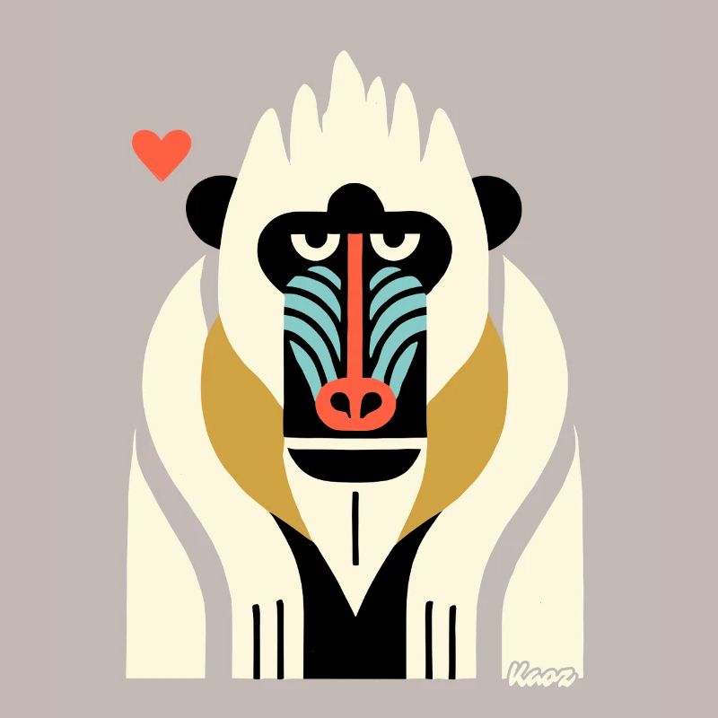 Bold Tribal Mandrill Monkey Illustration