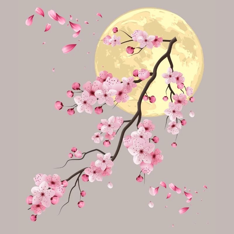 Full Moon with Cherry Blossom