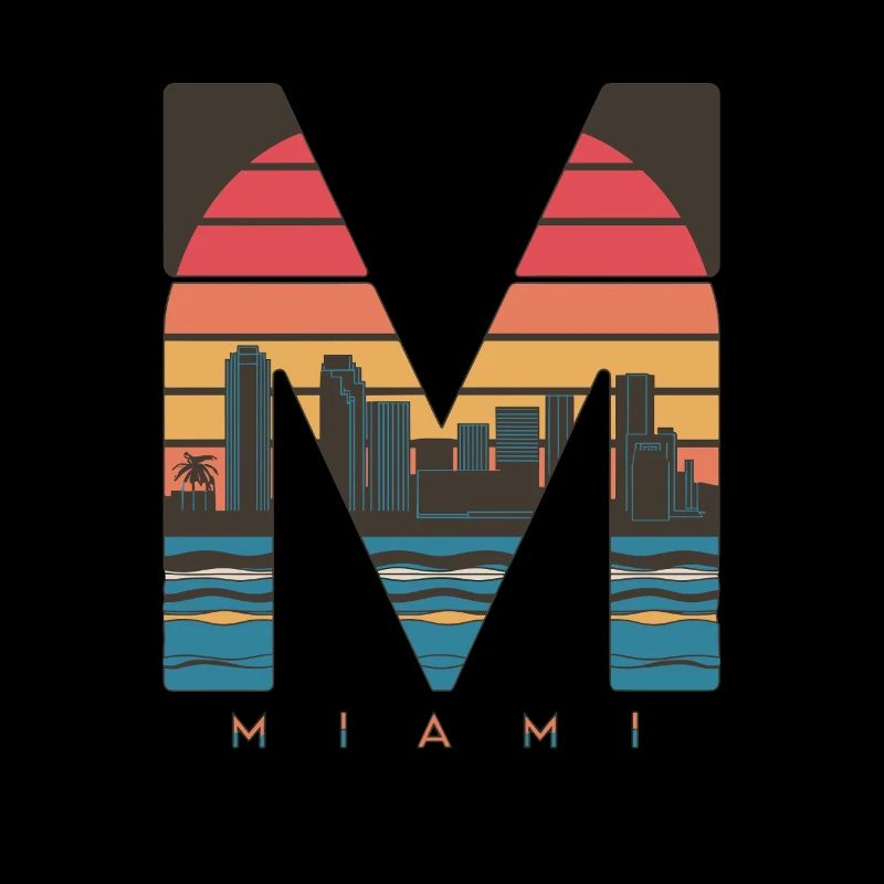 Miami Skyline Rétro Coucher de soleil Design
