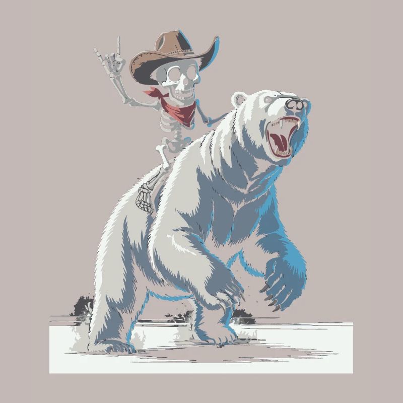 Knochen Cowboy reitet Eisbär