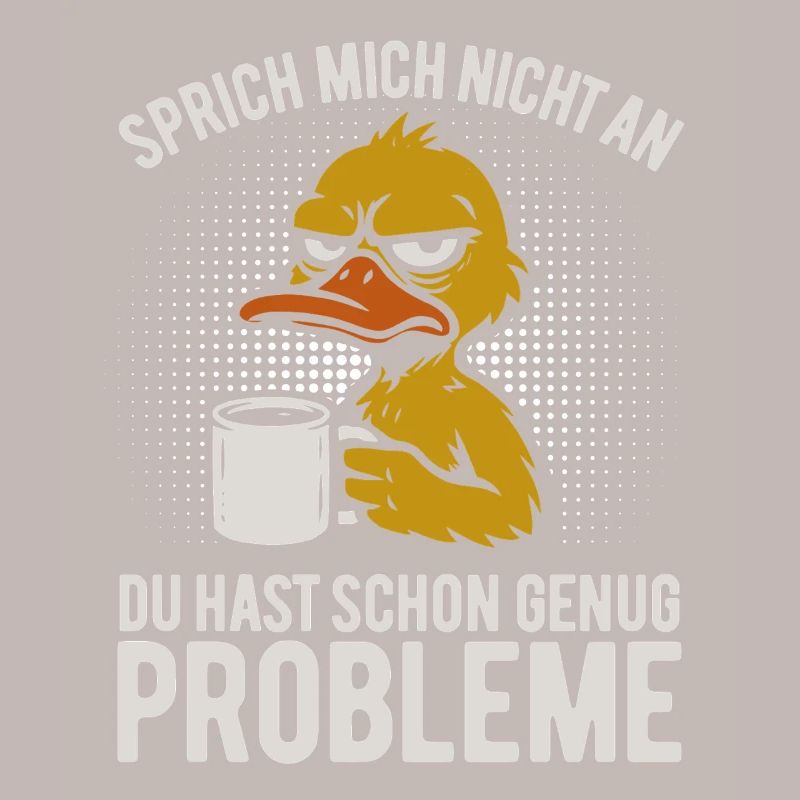 Don't talk to me - grumpy duck with coffee