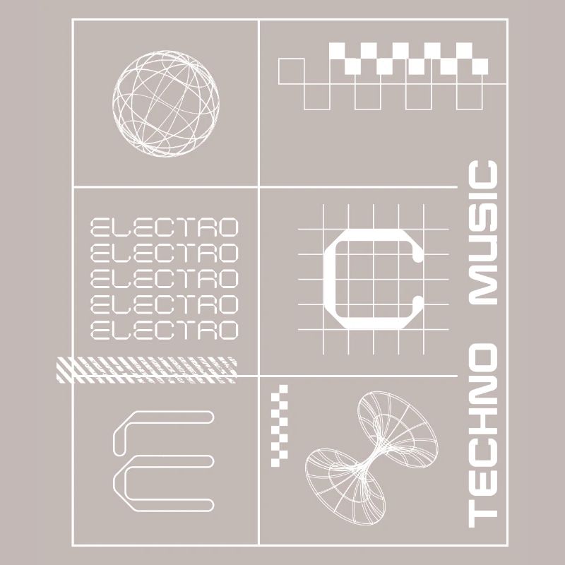 Geometric Elecotro Tech Grid Retro poster