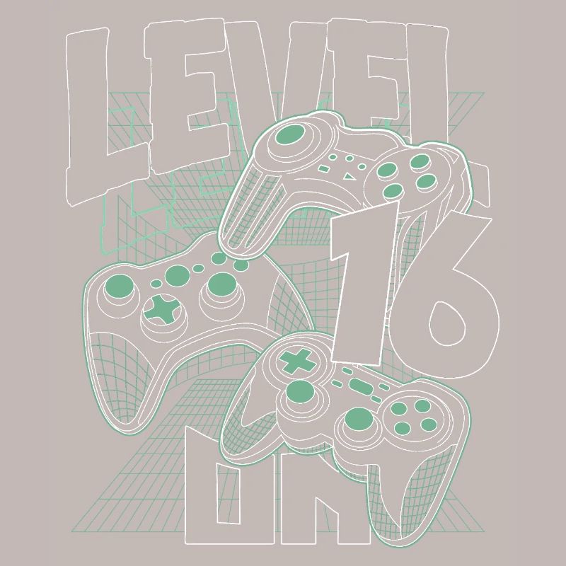 Level Up Retro-Controller Grafik 16. Geburtstag