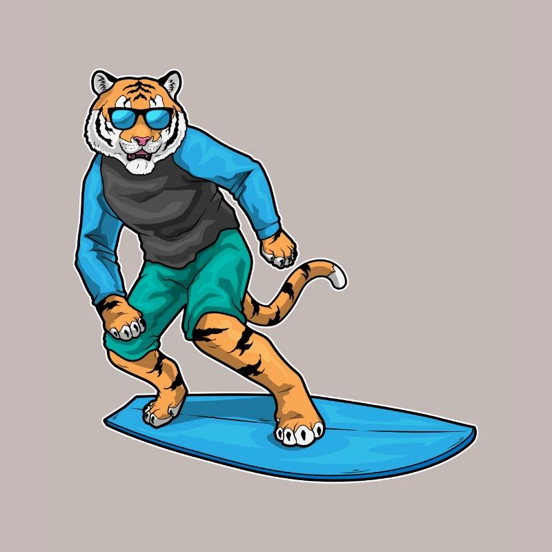 Tiger Surfing Surfboard Summer
