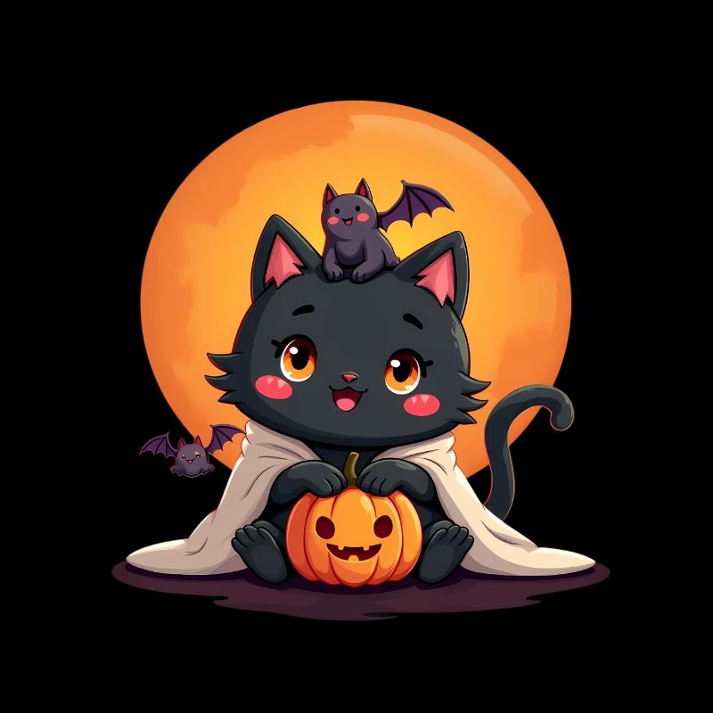 Chat d’Halloween avec citrouille d’Halloween