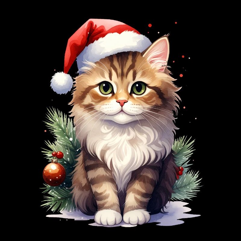 Chat comme Père Noël à Noël
