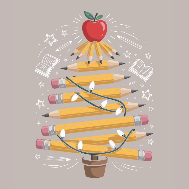 Buntstift Baum mit Lichterkette