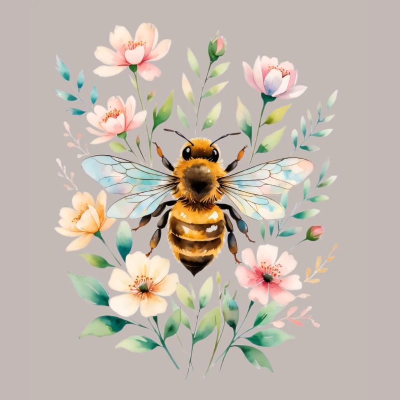 Abeille dans un cadre de fleur