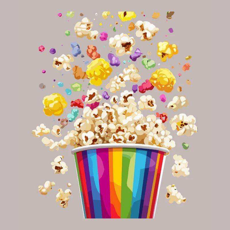 Bunte Popcorn Explosion Aus Regenbogen Becher