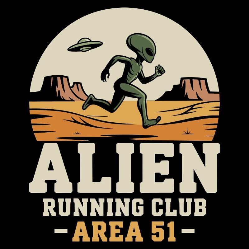 Funny Area 51 Alien UFO Running Runner