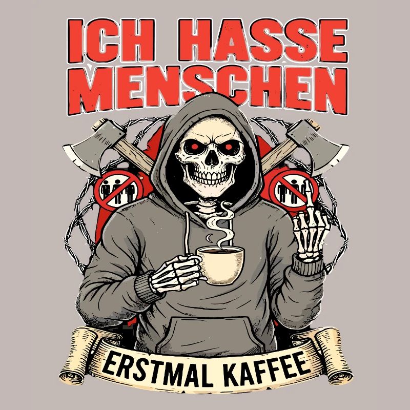 I Hate People First Coffee Skeleton Fun