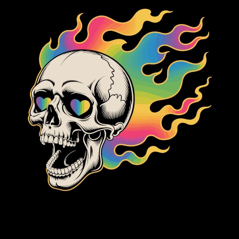 Psychedelic skull in fire design