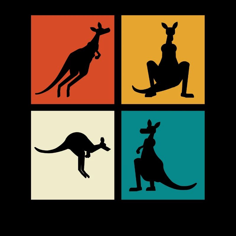 Känguru Vierbild Silhouetten