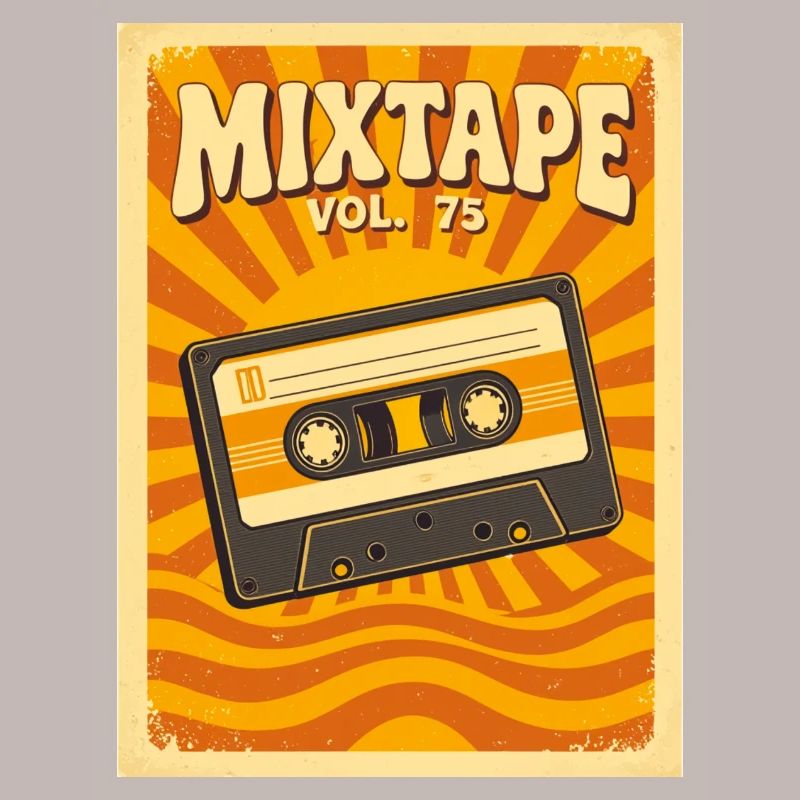 Retro-Mixtape-Illustration mit warmen Siebzigern