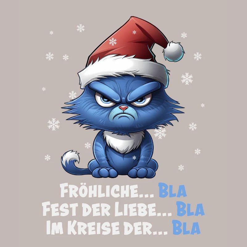 I Hate Christmas - Grumpy Blue Cat