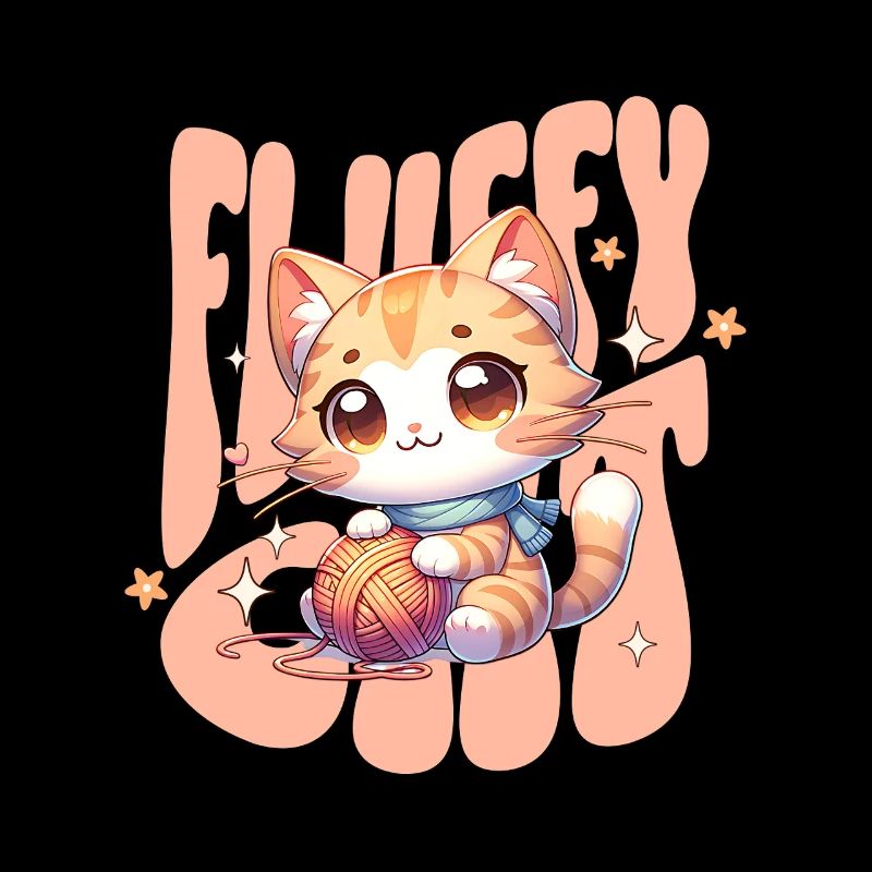 Cuddly Kitten with Yarn Ball Fluffy Cat Cat