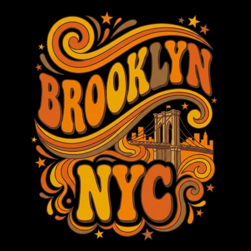 Brooklyn NYC - Retro 70s Bridge Orange