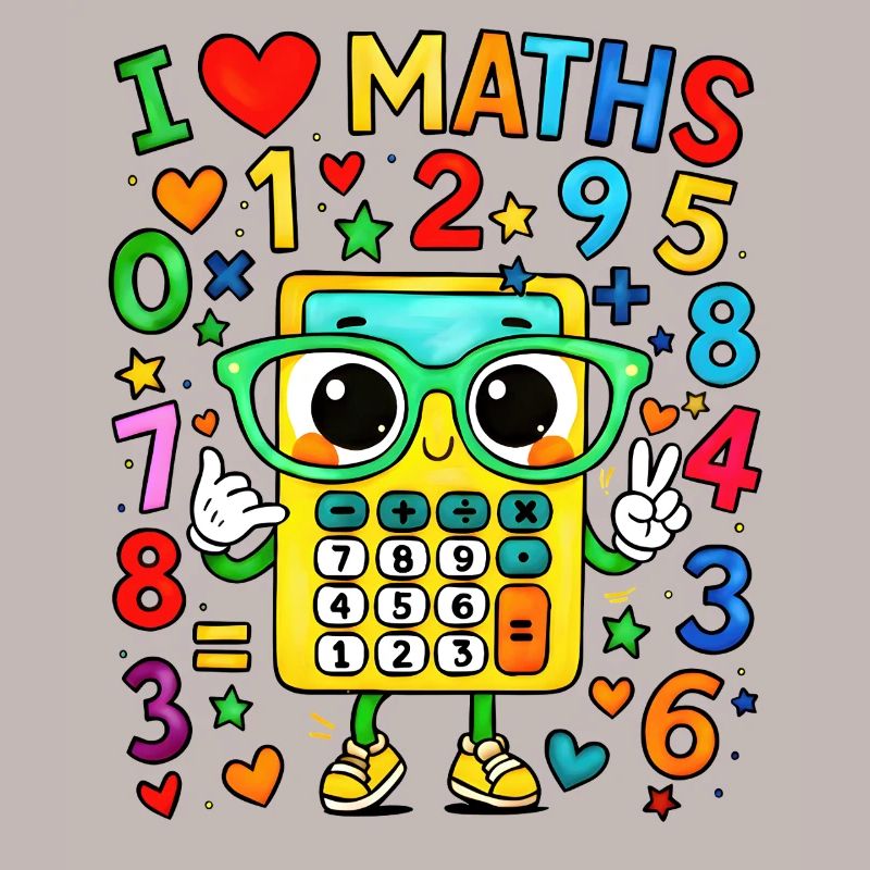 number day Cute Math Calculator with Glasses