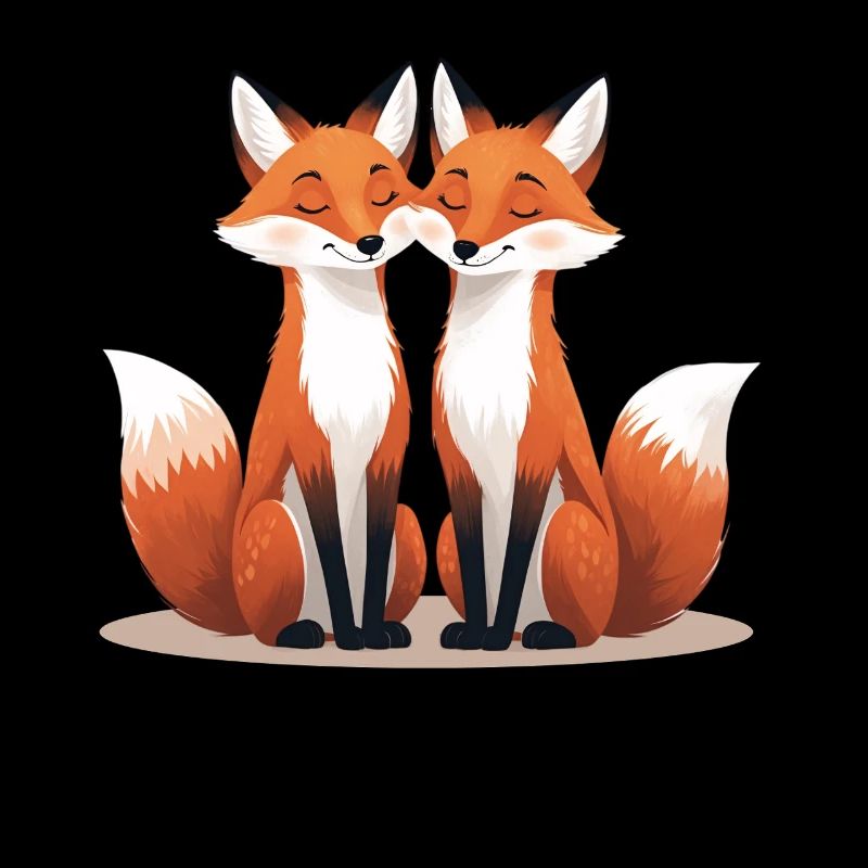 Two cuddling foxes