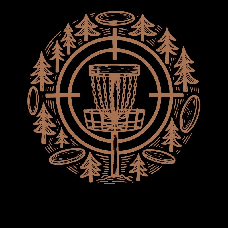 Disc Golf Basket Flying Disc Golfing Forest Scene