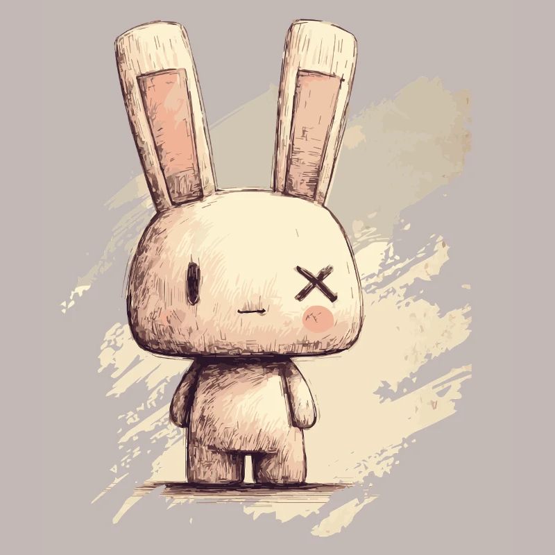 Cute rabbit with X-eyes