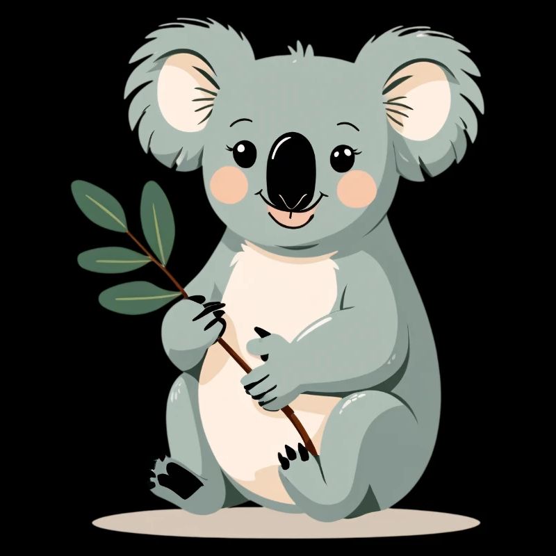 Petit koala avec une branche de feuille