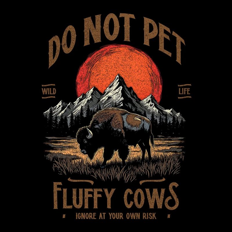 Vintage Buffalo Do Not Pet Fluffy Cows Funny Bison