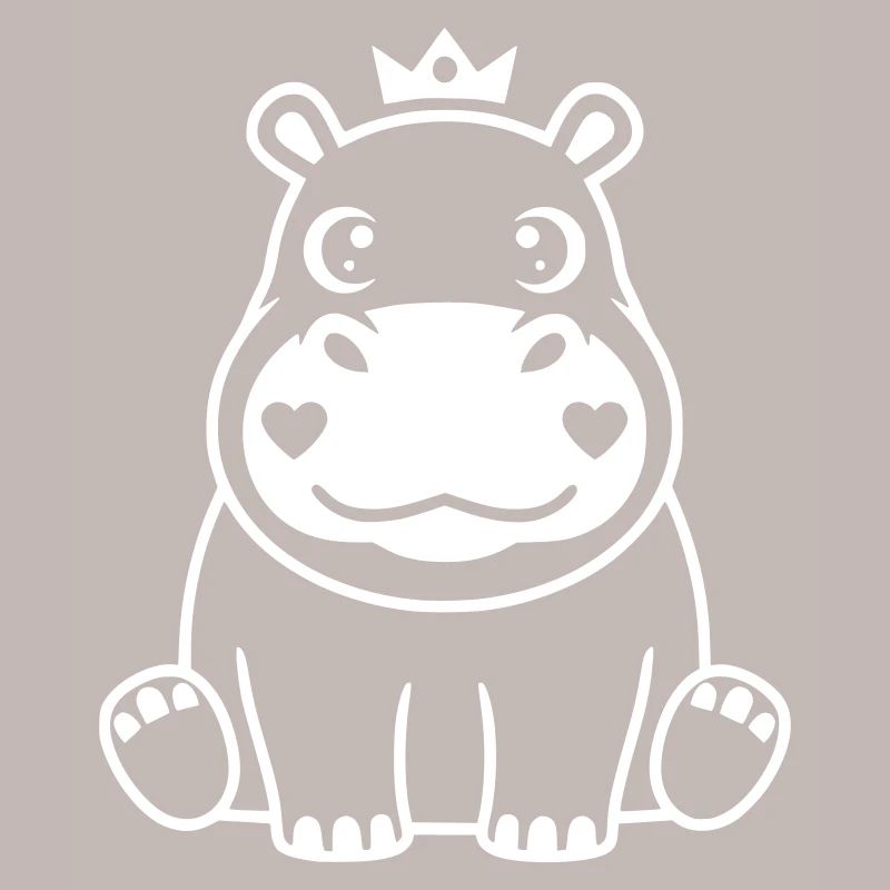 Hippopotamus King Crown Prince Vector