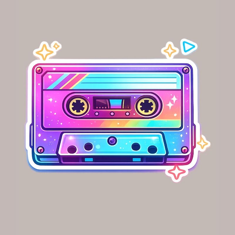 Neon Rainbow Cassette Sticker