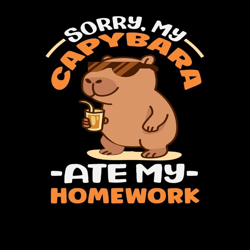 Désolé, mon capybara a mangé mes devoirs. Mignon, drôle.