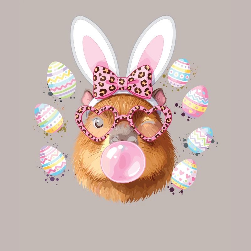 Capybara de lapin de Pâques avec lunettes léopard