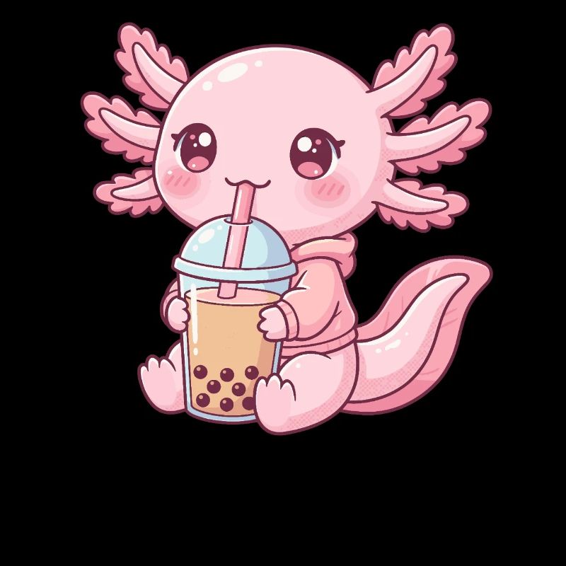 Axolotl rose Kawaii Bubble Tea
