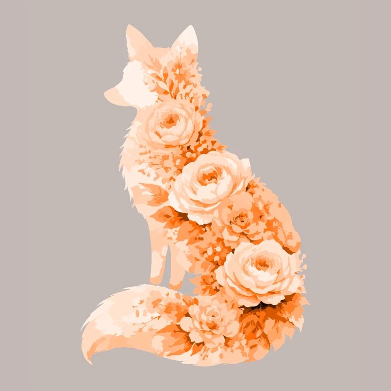 Silhouette florale pastel Fox