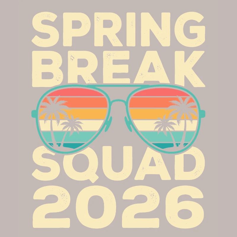 Spring Break Squad 2026 Retro Palm Tree Design
