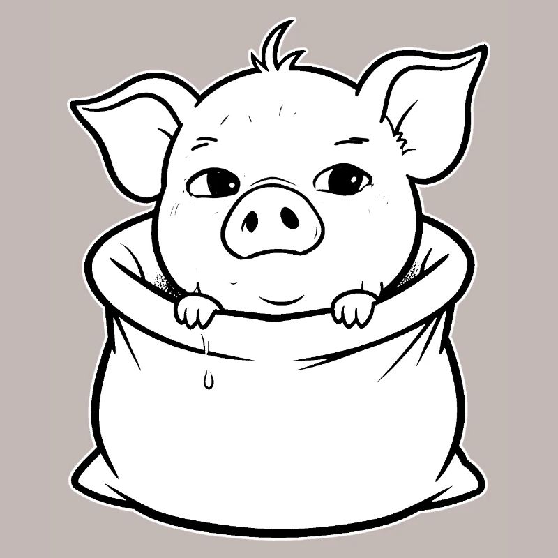 Purring piggy in a sack